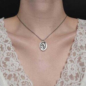 Iridescent Victorian Gothic floral necklace with a small silver chain
